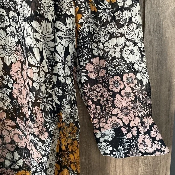 H&m Floral Button Sheer Long Sleeve Blouse Women’s Size 12 - Picture 7 of 15
